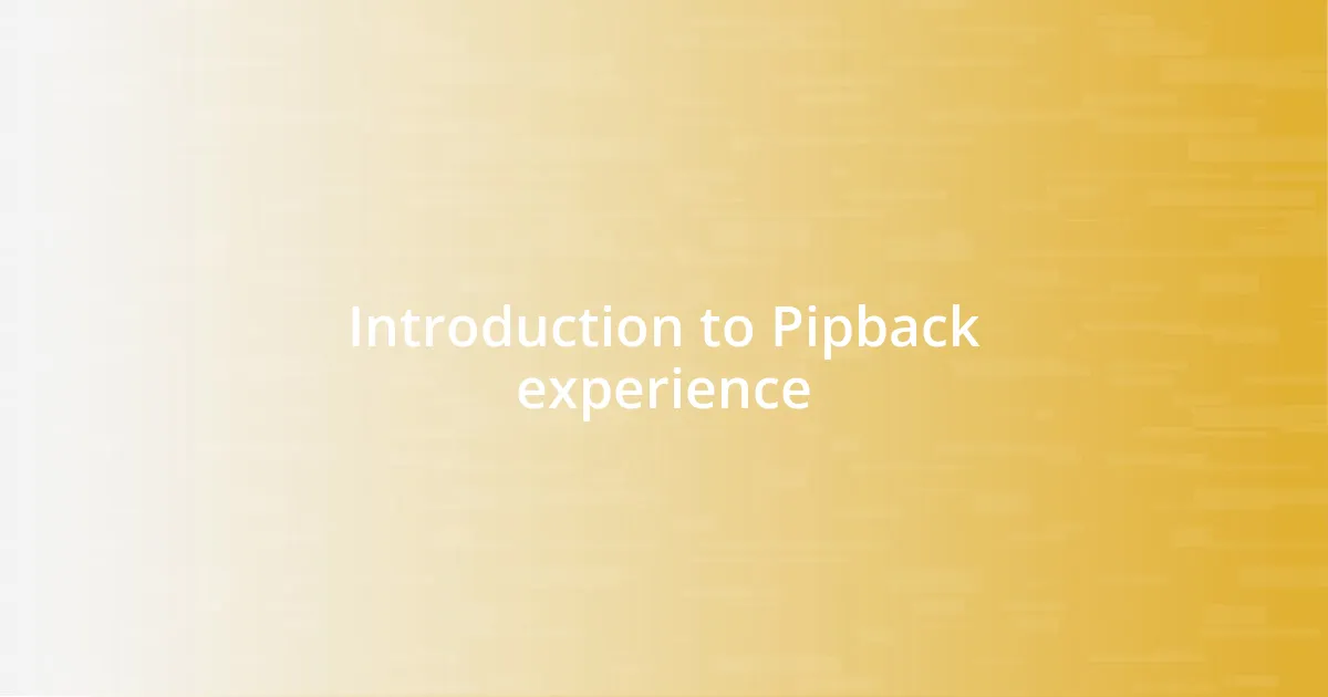 Introduction to Pipback experience